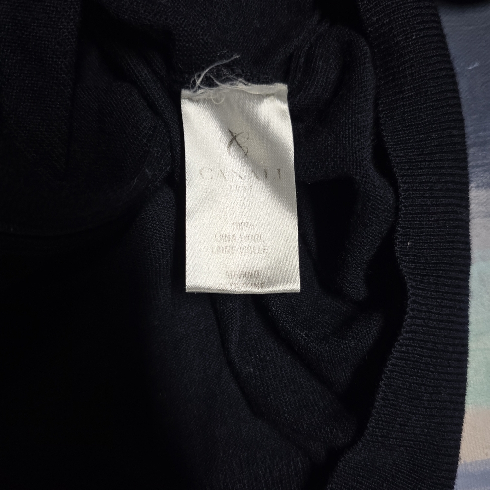 Canali Men's 100% Wool Full Zip Sweater Navy Blue 52 L View 3